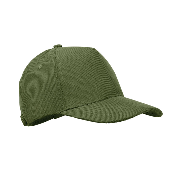 Casquette velours côtelé à 5 pans personnalisée Wale vert armée vert